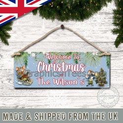 Personalised Christmas Sign Welcome To Personalized Names House Door Plaque 02